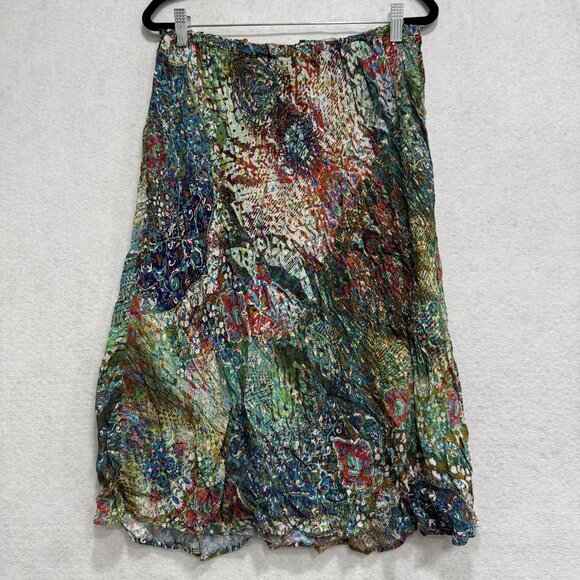 Apropos Skirt Womens Small Multicolor Crinkle Boho Abstract Made USA Patchwork - Picture 1 of 8